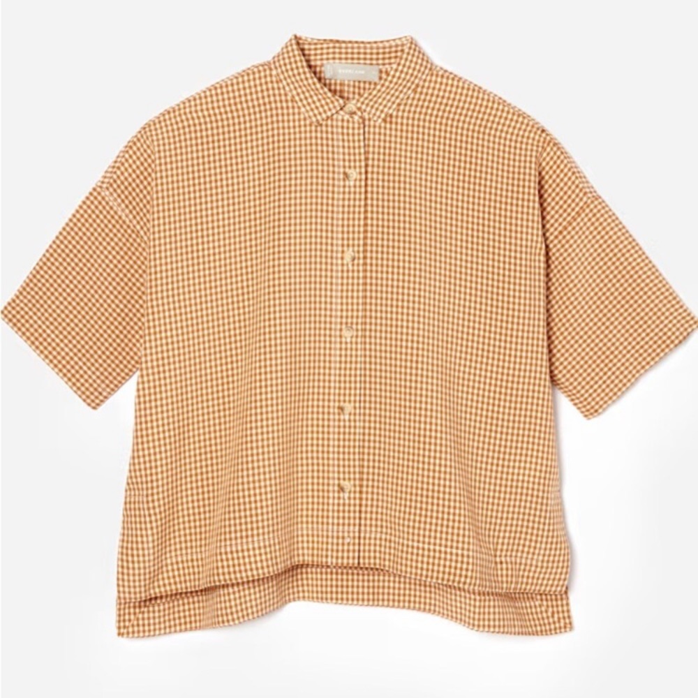 NWT Everlane The Drapey Square Shirt Gingham Burnt orange
